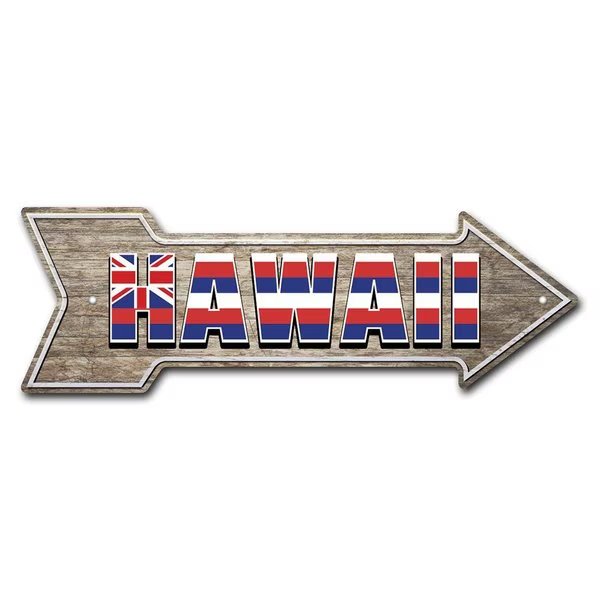 Hawaii Arrow Sign Funny Home Decor 24in Wide, Signmission, Mfr#: P-ARROW8-999827